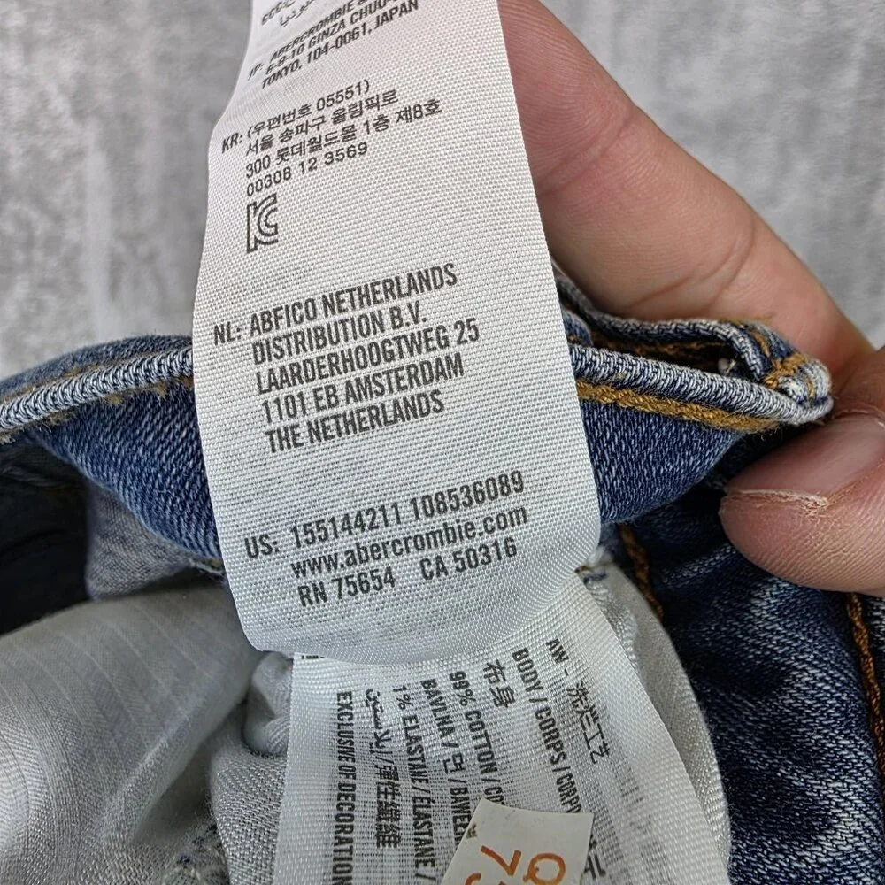 Abercrombie & Fitch Jeans Womens 28 Blue Ankle Straight High Rise Distressed - Picture 11 of 12